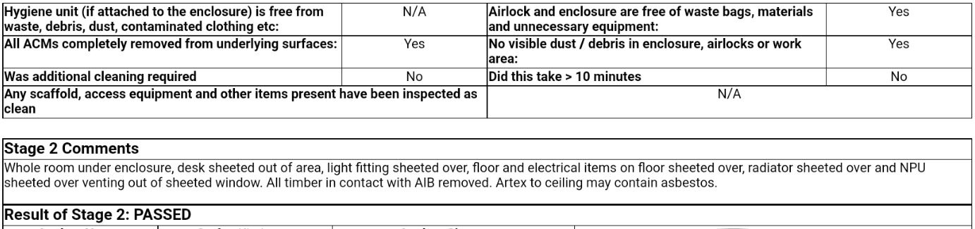 Stage 2 inspection Q&A documentation