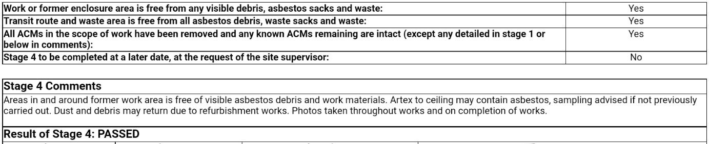 Stage 4 final clearance Q&A