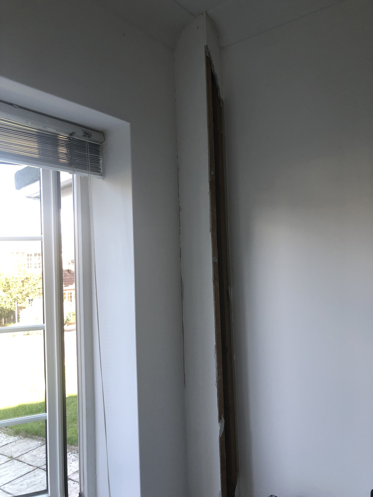 Vertical boxing with section removed - this is when the problem became apparent