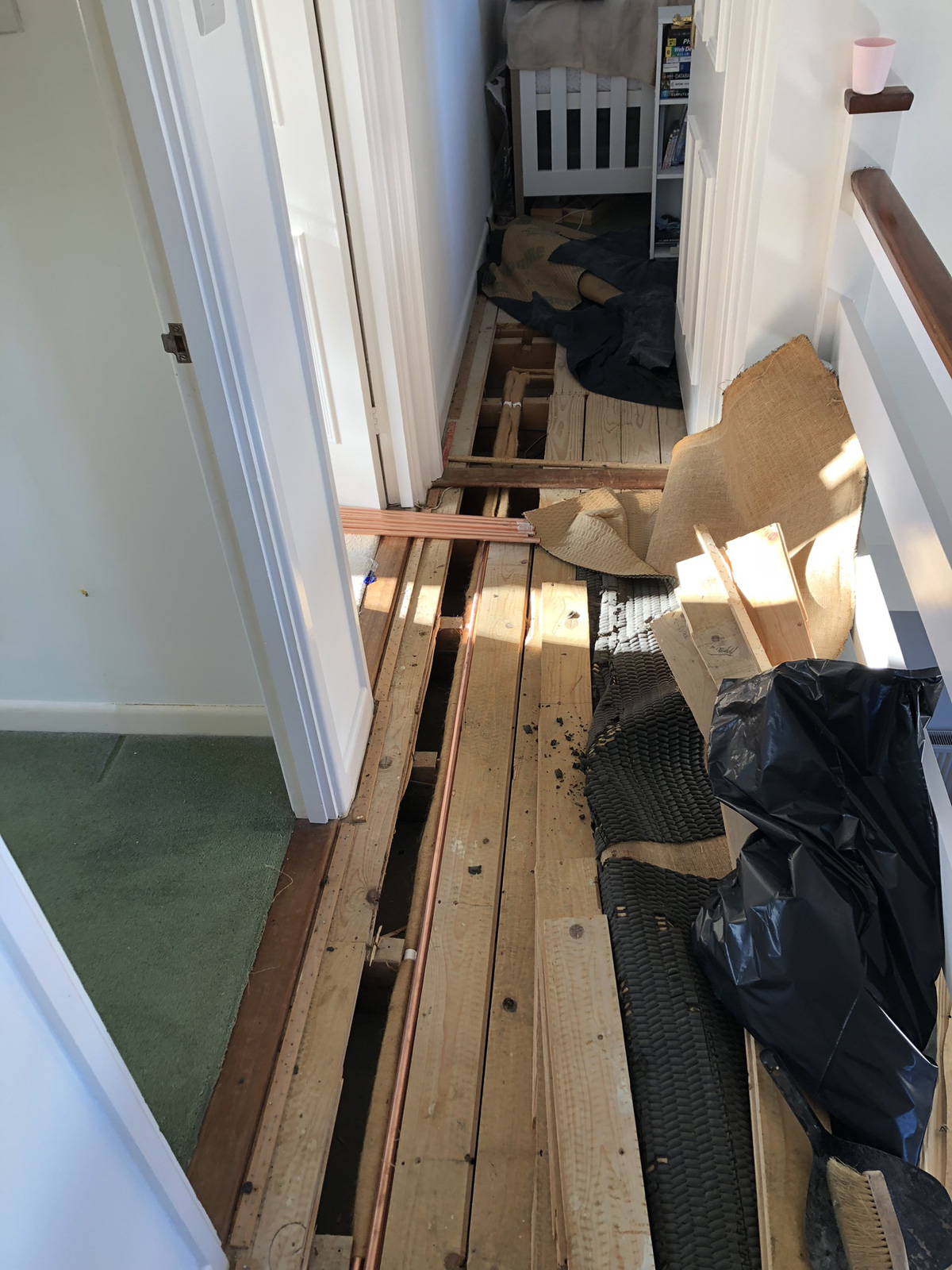 New copper pipework installation showing professional work