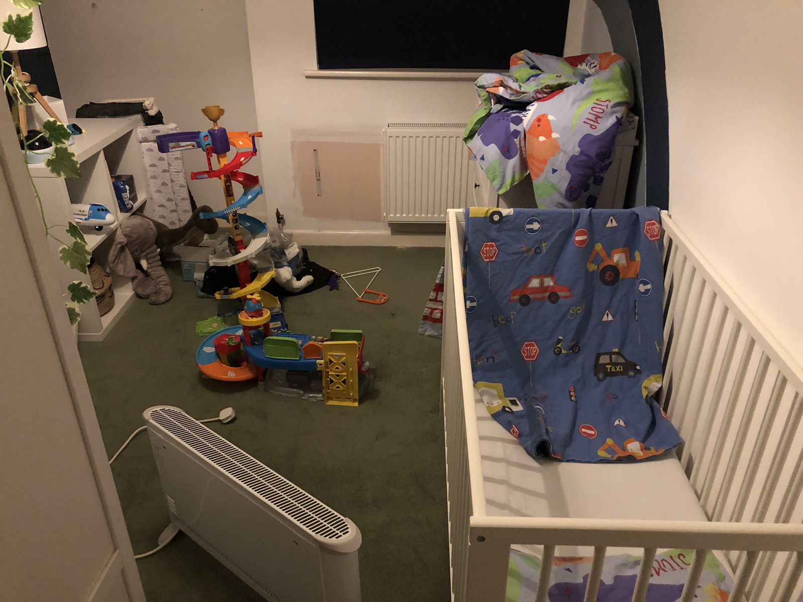 About to plug radiator into son's room