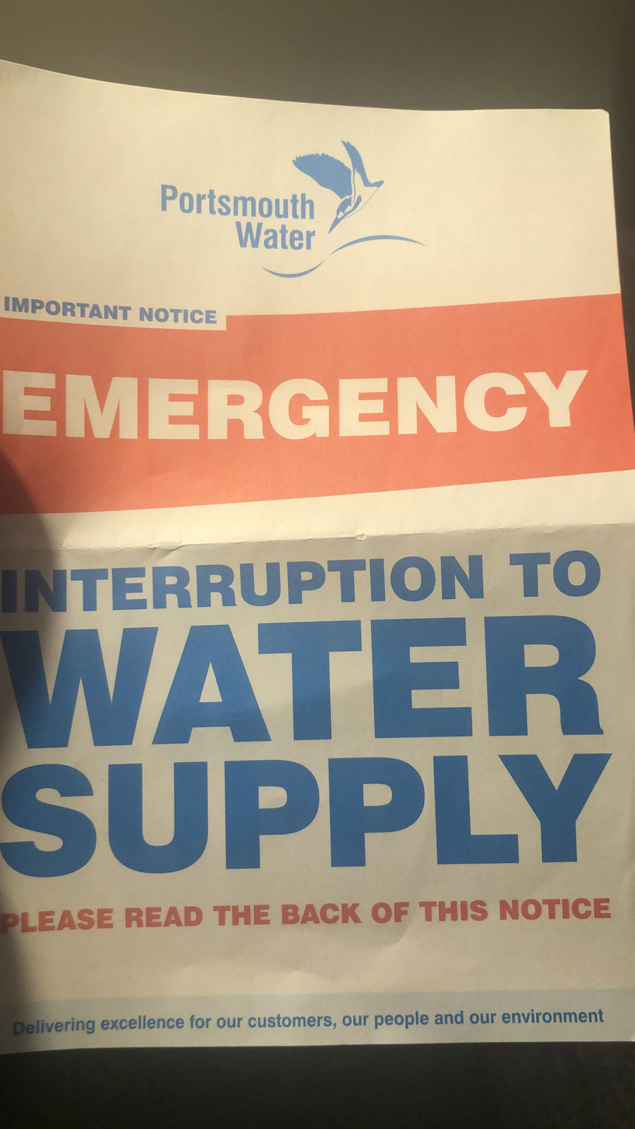Water supply interruption notice 1