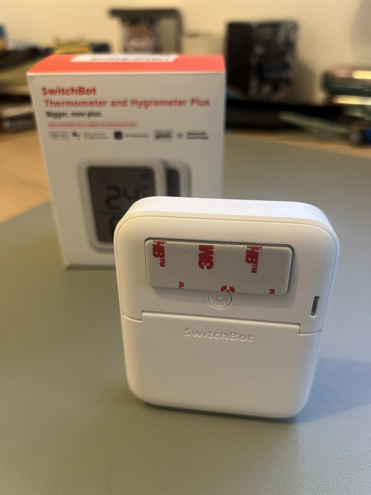 SwitchBot Meter Plus magnetic mounting option with 3M adhesive